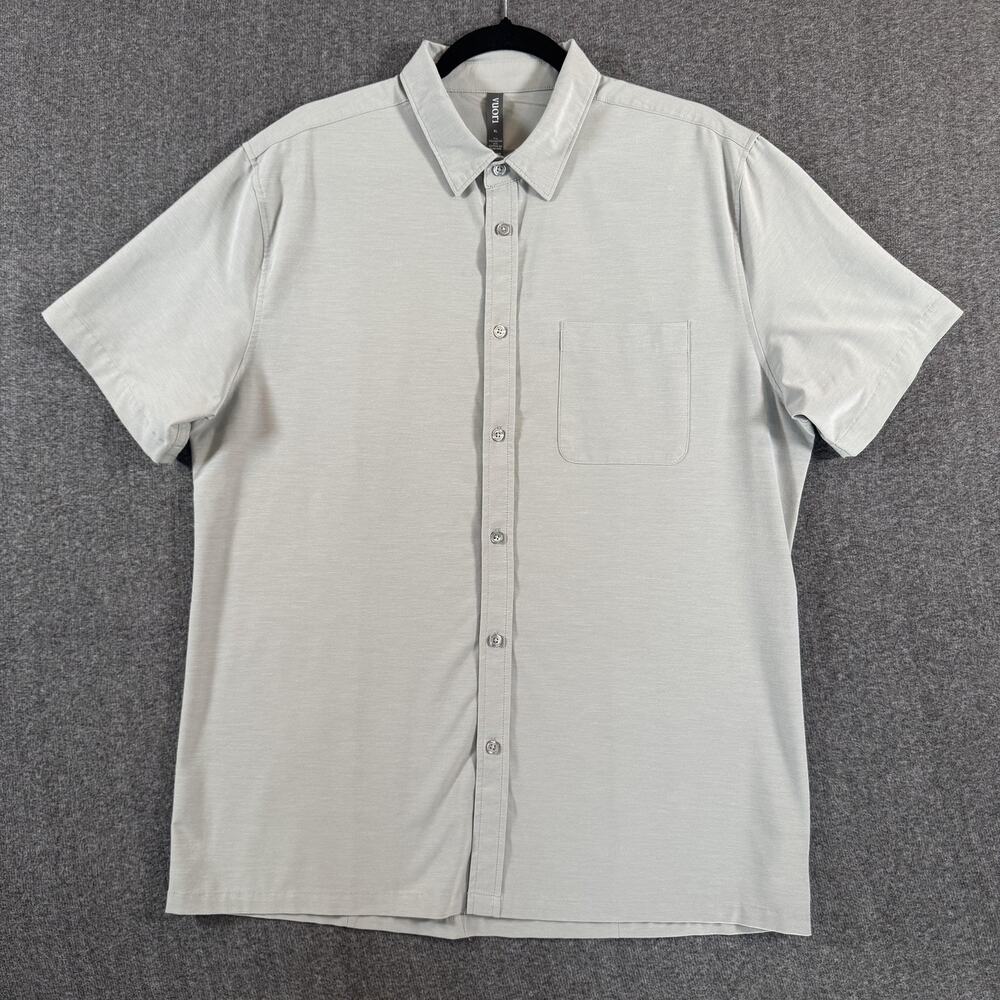 Vuori Shirt Mens Extra Large Gray Short Sleeve Button Down Stretch Performance